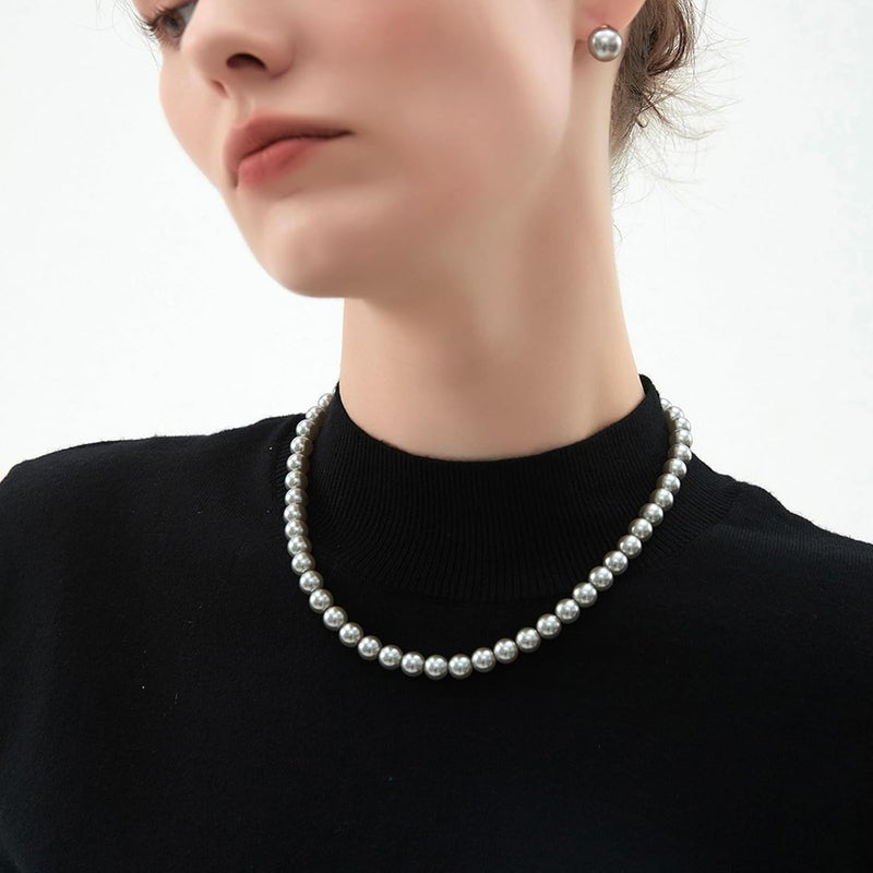 Zeffy Pearl Necklace 4MM/6MM/8MM Dainty Round Imitation Pearl Choker Necklace Wedding Pearl Necklace Delicate Jewelry for Women Simple Bridesmaid Jewelry Gifts - Image 4